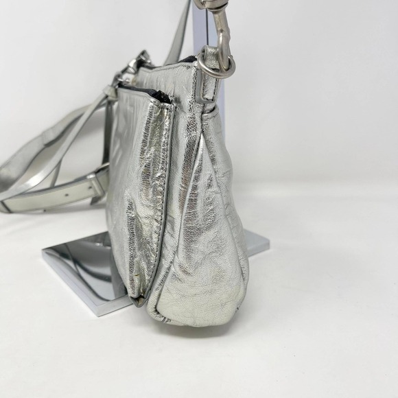 Lucky Brand Koda Crossbody Silver Metallic Topanga Leather Flashy Shiny Party - Picture 6 of 15
